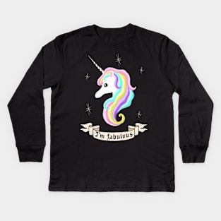 Fabulous unicorn Kids Long Sleeve T-Shirt